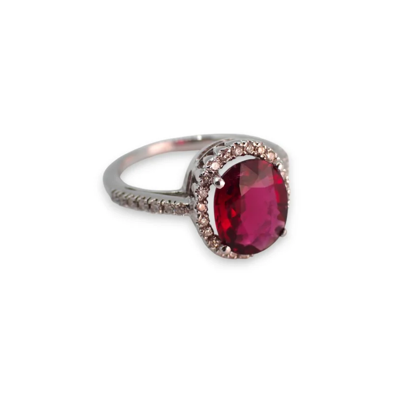 Anello soltario con rubellite